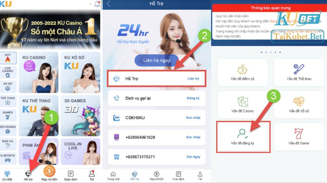 Liên hệ hỗ trợ Kubet thông qua khung chat tại website